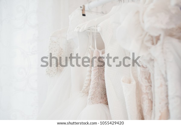 Wedding Dresses Bride On Hangers Against Stock Photo Edit Now