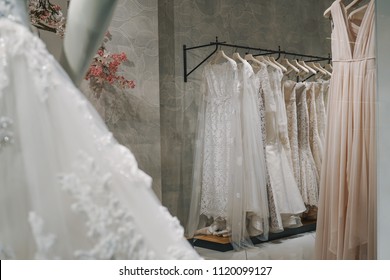 Wedding Dresses In A Luxury Shop In Milan