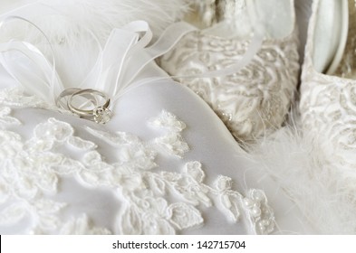 Wedding and engagement rings with bridal accessories