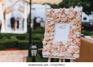 Wedding Festive Stand Decorated Fresh Roses Stock Photo 1712279011 ...