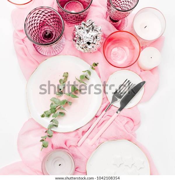 Wedding Festive Table Setting Plates Wine Stock Photo Edit Now