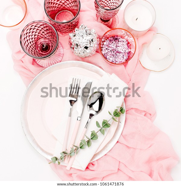 Wedding Festive Table Setting Plates Wine Stock Photo Edit Now