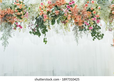 Wedding Flower Backdrop Background, Colorful Background, Fresh Rose, Bunch Of Flower
