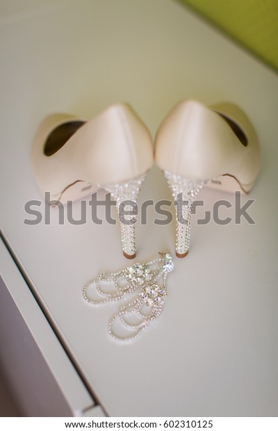 Wedding Flowers Beautiful Shoes Decoration Beauty Stock Photo