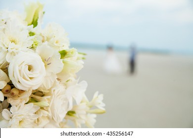 Wedding Flowers In Luxury Ceremony On The Beach