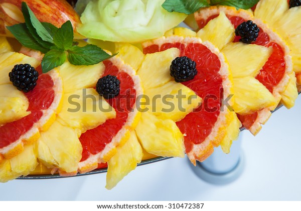 Wedding Fruits Banquet Tablebuffet Reception Fruit Stock Photo