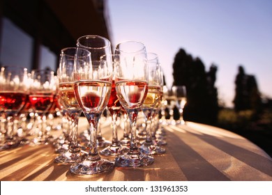 Wedding Glasses Filled With Champagne