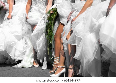 Wedding Group Brides Posing Naked Leg Stock Photo Shutterstock