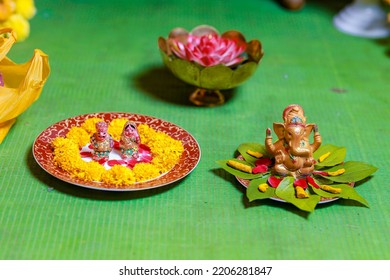 Wedding Haldi God Leaf And Flowers