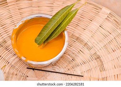 Wedding Haldi Leaf And Flowers