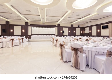 Wedding hall or other function facility set for fine dining