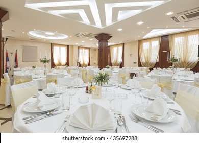 Wedding hall or other function facility set for fine dining