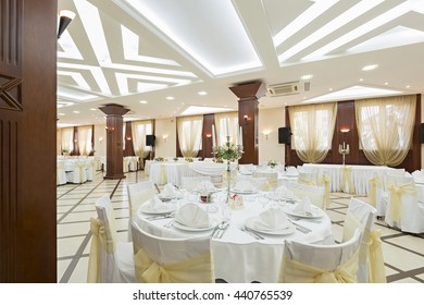 Wedding hall or other function facility set for fine dining