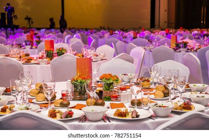 Wedding hall or other function facility set for fine dining