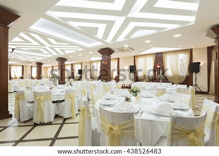 Wedding hall or other function facility set for fine dining 