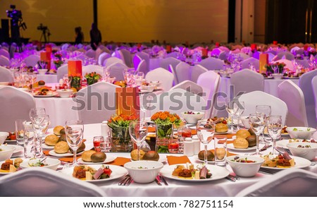 Wedding hall or other function facility set for fine dining