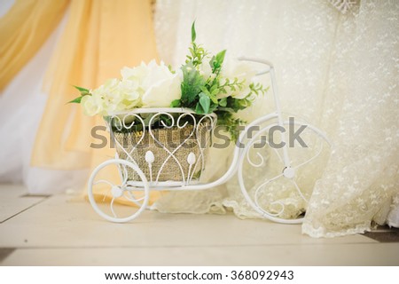 Wedding handmade decorations at restaurant with all beauty and flowers.