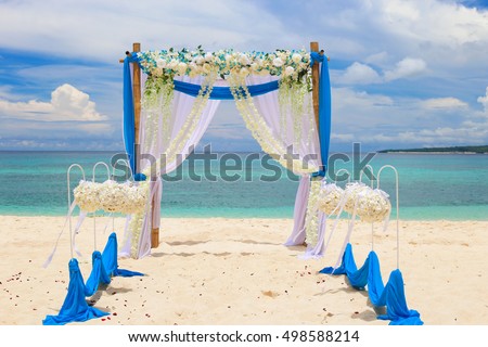 Wedding On Beach Wedding Arch Decorated Stock Photo Edit Now