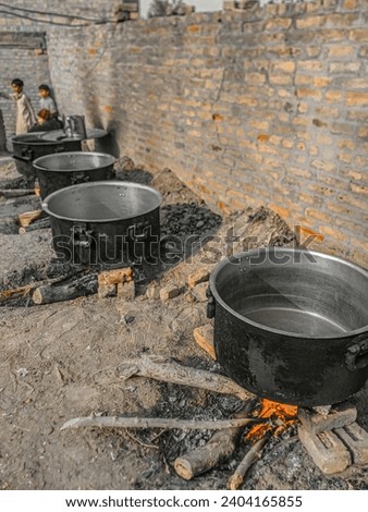 Wedding in Pakistani Villager. Food preparation for people