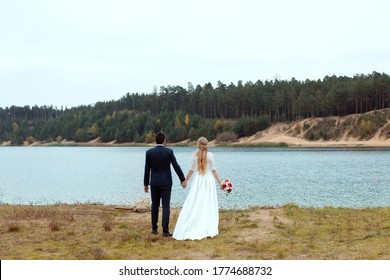 Wedding Photo Session By The Lake. Wedding Without Guests. Honeymoon Trip. Wedding During Covid. Place Of Power. Deserted Wedding Venue