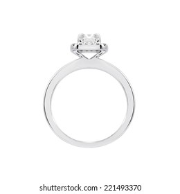 Wedding Platinum Diamond Ring Isolated On White Background