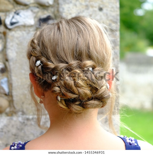 Wedding Prom Hair Plaitsbraids Updo Bun Stock Photo Edit