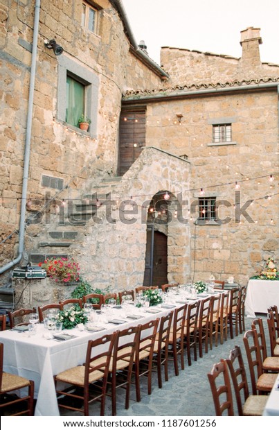 Wedding Reception Beautiful Table Outdoors Italy Stock Photo Edit