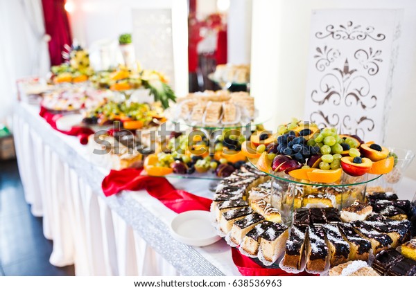 Wedding Reception Catering Table Different Fruits Stock Photo