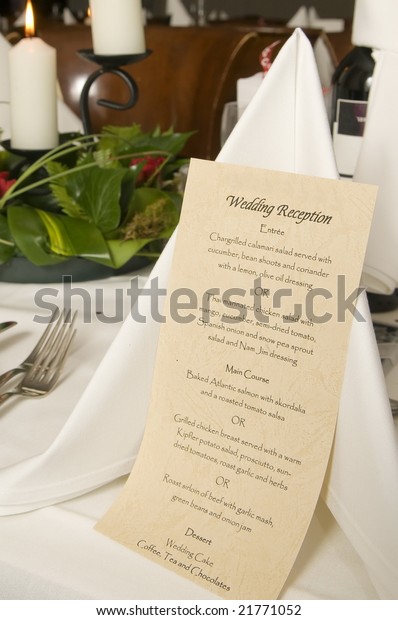 Wedding Reception Close Menu Table Settings Stock Photo Edit Now