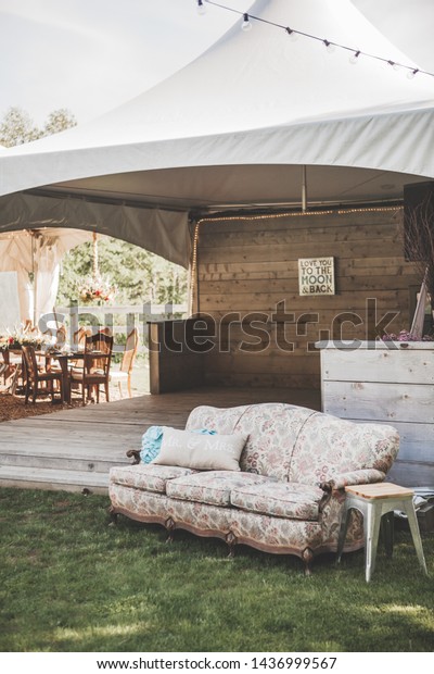 Wedding Reception Decor Couch Tents Stock Photo Edit Now 1436999567