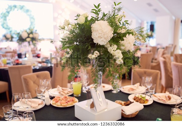 Wedding Reception Decor Round Dinner Tables Stock Photo Edit Now