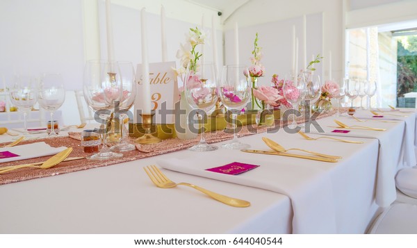 Wedding Reception Decor Table Set Stellenbosch Stock Photo Edit