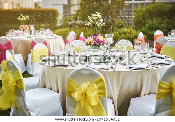 Wedding Reception Dinner Table Setting Empty Stock Photo Edit Now