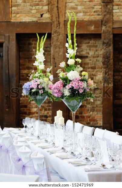 Wedding Reception Flower Arrangement Pink White Stock Photo Edit