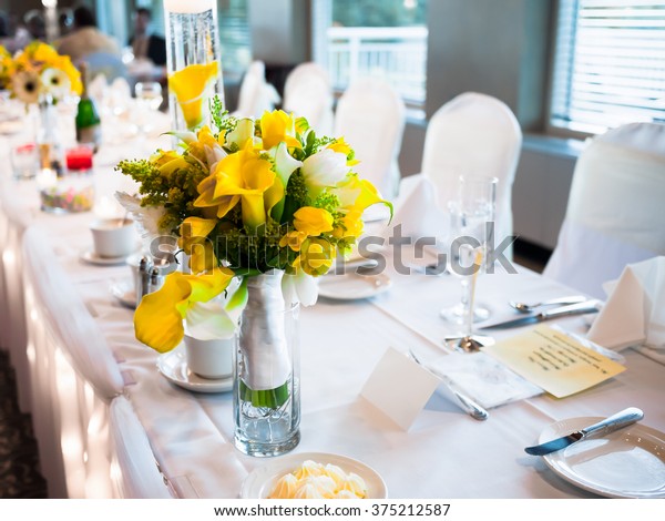 Wedding Reception Head Table Place Settings Stock Photo Edit Now