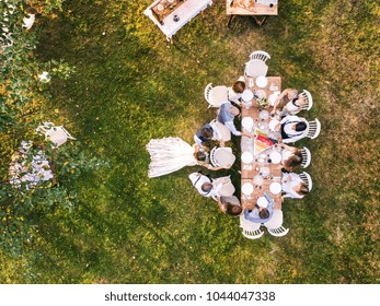 Wedding Reception Outside In The Backyard.