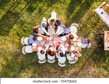 Wedding Reception Outside In The Backyard.