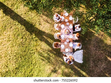 Wedding Reception Outside In The Backyard.