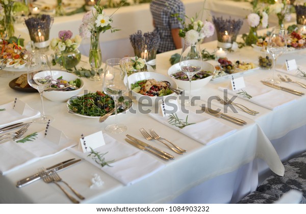 Wedding Reception Place Ready Guests Table Stock Photo Edit Now