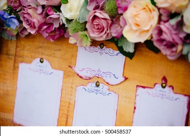 Wedding reception Seating closeup on table with flower decoration