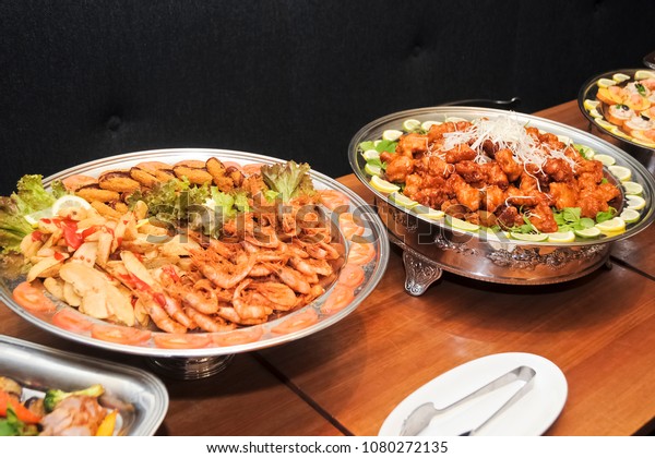 Wedding Reception Serving Luxurious Dishes Offered Stock Photo