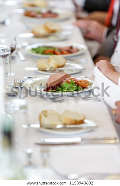 Wedding Reception Starter Course View Along Stock Photo Edit Now