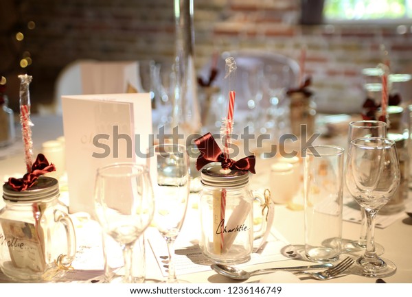 Wedding Reception Table Wedding Breakfast Meal Stock Photo Edit