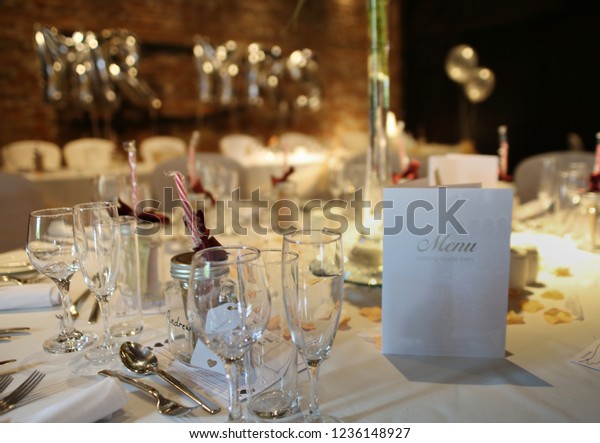 Wedding Reception Table Menu Wedding Breakfast Royalty Free