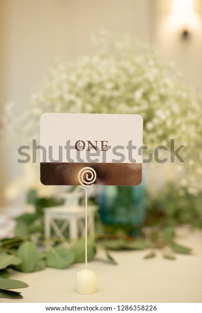 Wedding Reception Table Number One Card Stock Photo Edit Now