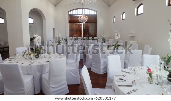 Wedding Reception Table Set Layout Royalty Free Stock Image