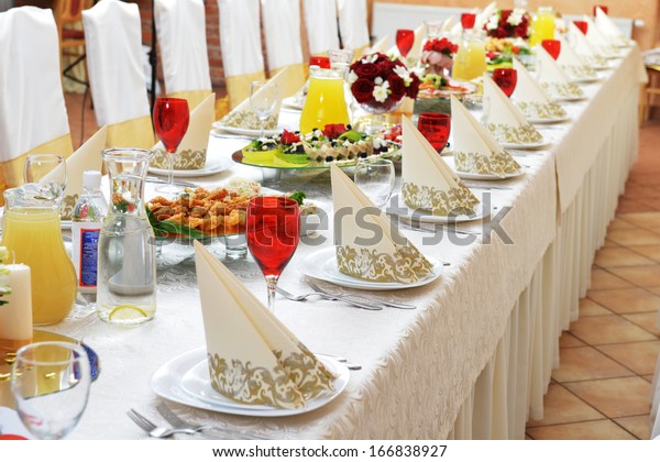 Wedding Reception Tableware Food Waiting Guests Stock Photo Edit