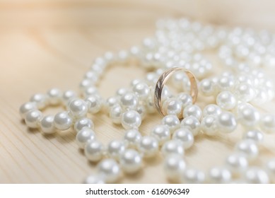 Wedding Ring On Pearl Beads Stock Photo 616096349 | Shutterstock