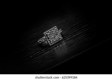 wedding ring on a table