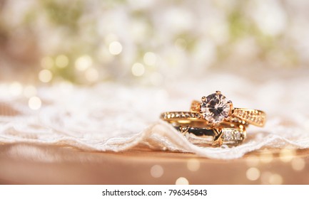 Wedding ring on the vintage lace - Shutterstock ID 796345843
